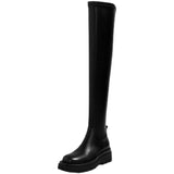 Amozae-Stretch Modern Women Over the Knee High Boots Fashion Round Toe Shoes Autumn Winter Thick Heel Ladies Long Booties-Platform boots