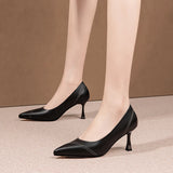 Amozae-Full Grain Leather Thin High-heel Single Shoes Women Pointed Toe 2023 Spring Autumn New Fashion Patchwork Lady Stiletto Pumps