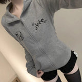 Amozae-Hoodies Zip Up Hooded Women Clothing Slim Oversized Tops Punk Sexy Casual Korea Sweatshirt Gothic Kawaii Sweet Girl Coat Y2k Top