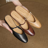 Amozae-2025 New Spring Summer Genuine Cow Leather Women's Cover Toe Mule Sandals Slip-On Flat Shoes Outdoor Casual Comfortable Slippers