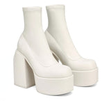 Amozae-Back To School Gifts Chunky Heels Zipper Platform Boots