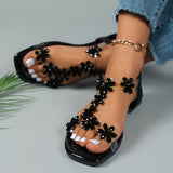 Amozae-Womens Sparkling Rhinestone Butterfly Flat Sandals - Fashionable Open Toe Summer Shoes with Comfortable Elastic Bands - Ideal for Casual Everyday Wear