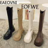 Amozae-New Woman Knee High Boots Fashion Zippers Ladies Elegant Thick Bottom Long Boots Shoes Winter Women's Boots-Platform boots