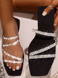 Amozae-Rhinestone Flat Sandal