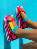 Amozae-Velcro Color Block Sandals