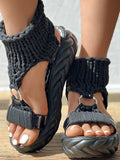 Amozae-Braided Knit O-Ring Platform Sandals