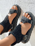 Amozae-Braided Knit O-Ring Platform Sandals