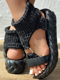 Amozae-Braided Knit O-Ring Platform Sandals