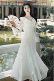 Amozae-dress to impress party dress nye outfits Classy V-Neck Lace Mermaid Party Dress Gentle Birthday Outfits YM1680