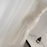 Amozae-dress to impress party dress nye outfits Off-White Satin Suspener Dress Fishtail Long Dress YM1795