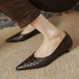 Amozae-2023 Women New Fashion Spring Autumn Low Thin Heels Shoes Office Ladies Pointed Toe Shallow Elegant Genuine Leather Party Pumps