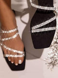 Amozae-Rhinestone Flat Sandal