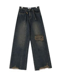 Amozae-Vintage Gewaschene Baggy Boyfriend Jeans mit Schnalle und Gerippten Details- Streetwear y2k outfits Fall Outfits Christmas Thanksgiving Gift New Year's Eve