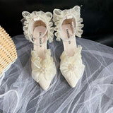 Amozae-kawaii shoes 2025 New French Girl Fairy Bow Sweet Wedding Shoes Lolita Shoes Y2k Women Shoes Luxury Brand High Quality Slingback Shoes Women prom shoes