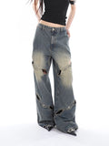 Amozae-Deconstructed Faded Baggy Boyfriend Jeans- Streetwear y2k outfits Fall Outfits Christmas Thanksgiving Gift New Year's Eve