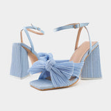 Amozae-Bow Knot Chunky Heel Sandals