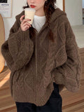 Amozae-Fall Outfits -Oversize hooded cardigan- Streetwear y2k outfits Fall Outfits Christmas Thanksgiving Gift New Year's Eve
