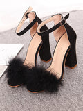 Amozae-Fur Ankle Strap Sandal Heels