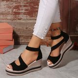 Amozae-Chic Platform Wedge Sandals for Women - Easy Zip, Hollow-Out Design, Comfy for Beach & Vacation