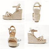 Amozae-Chic Open-Toe Espadrille Platform Wedge Sandals - High Heels with Secure Ankle Strap, Versatile Style for Every Occasion