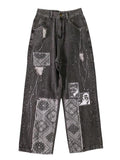 Amozae-Boyfriend jeans with patchwork paisley motif- Streetwear y2k outfits Fall Outfits Christmas Thanksgiving Gift New Year's Eve