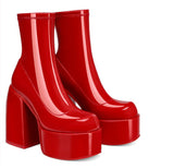 Amozae-Back To School Gifts Chunky Heels Zipper Platform Boots