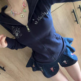 Amozae-Hoodies Zip Up Hooded Women Clothing Slim Oversized Tops Punk Sexy Casual Korea Sweatshirt Gothic Kawaii Sweet Girl Coat Y2k Top