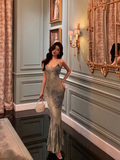 Amozae-dress to impress party dress nye outfits Sexy Spaghetti Straps Mermaid Long Prom Dress Birthday Dress YM1706