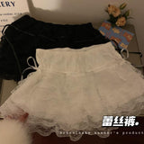 Amozae-Lace Sexy Sweet Summer Skirt Women Clothes High Waist Harajuku White 2000s Kawaii Korea Bow Mini Skirts Y2k Femme Short Skirts