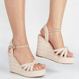 Amozae-Chic Open-Toe Espadrille Platform Wedge Sandals - High Heels with Secure Ankle Strap, Versatile Style for Every Occasion