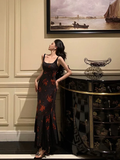 Amozae-dress to impress party dress nye outfits Sexy Mermaid Floral Black Prom Dress Birthday Party Dress YM1703