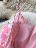 Amozae-back to school outfits French Chic Mesh Flower Formal Occasion Dresses Pretty Strapless Pink Party Dress Women New Design Ball Gown Robe Clothing 2025