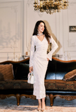 Amozae-dress to impress party dress nye outfits Elegant White V Neck Sheath Long Prom Dress Birthday outfits YM1682
