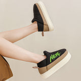 Amozae-Back To School Gifts Aesthetic Flat Fluffy Boot