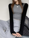 Amozae-Fall Outfits -Raglan sleeve rib crop top- Streetwear y2k outfits Fall Outfits Christmas Thanksgiving Gift New Year's Eve