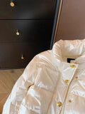 Amozae-back to school outfits spring outfits  Elegant White Parkas Women Casual Buttons Korean Puffy Coats Winter Fashion Long Sleeve Warm Thick Stand Collar Jackets