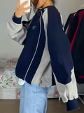 Amozae-Vintage Sweatshirt mit Kontrastfarbe und Patchwork- Streetwear y2k outfits Fall Outfits Christmas Thanksgiving Gift New Year's Eve