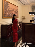 Amozae-dress to impress party dress nye outfits Sexy Red Halter Mermaid Prom Dress Print Floral Birthday Outfits YM1677