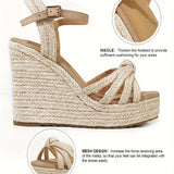 Amozae-Chic Open-Toe Espadrille Platform Wedge Sandals - High Heels with Secure Ankle Strap, Versatile Style for Every Occasion