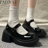 Amozae-Platform Mary Jane Shoes 2024 New Women's Shoes Women Thick Heels Trendy Street Lolita Shoes Round Toe Ankle Strap  Pumps-Platform boots