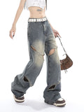 Amozae-Deconstructed Faded Baggy Boyfriend Jeans- Streetwear y2k outfits Fall Outfits Christmas Thanksgiving Gift New Year's Eve