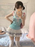 Amozae-Kawaii MIni Skirt Summer Cute Y2K Women Clothes Grunge Korea White Short Skirts Sexy Streetwear Casual 2000s E Girl Lace Skirts