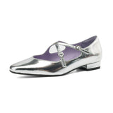 Amozae-2025 New French Cross-Strap Split Leather Mary Jane Shoes Women Ballet Flats Low Heel Square Toe for Dresses Summer Casual Pumps