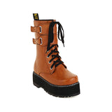 Amozae-Back To School Gifts Double Row Metal Belt Martin Boots