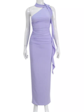 Amozae-dress to impress party dress nye outfits Purple One Sleeve Dress   YM1382