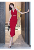 Amozae-dress to impress party dress nye outfits Women's twist halter neck dress YM1514