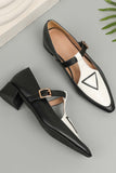 Amozae-Contrast Pointed Toe Mary Jane Shoes