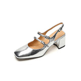 Amozae-2024 New High Heels Solid Split Leather Solid Color Shallow Women Sandals Belt Buckle Party Office Wedding Lolita Ladies Dress