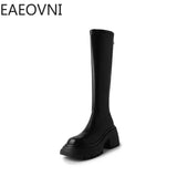 Amozae-Winter Platform Women's High Boots Fashion Slip On Long Botas Ladies Elegant Thick Bottom Shoes Women's Knight Bootties-Platform boots