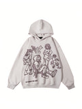 Amozae-Oversized Hoodie mit Kapuze und Graffiti Druck- Streetwear y2k outfits Fall Outfits Christmas Thanksgiving Gift New Year's Eve